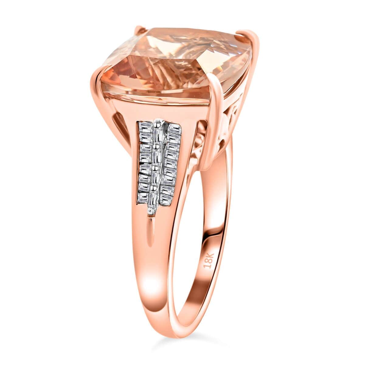 Iliana 18K Rose Gold AAA Marropino Morganite, Diamond (G-H, SI) (0.25 cts) Ring (Size 10.0) 8.40 ctw image number 3