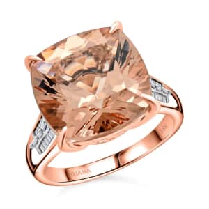 Iliana 18K Rose Gold AAA Marropino Morganite, Diamond (G-H, SI) (0.25 cts) Ring (Size 5.0) 8.40 ctw