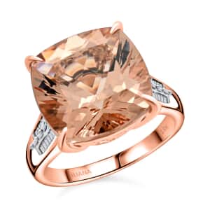 Iliana 18K Rose Gold AAA Marropino Morganite and G-H SI Diamond Ring (Size 7.0) 8.40 ctw