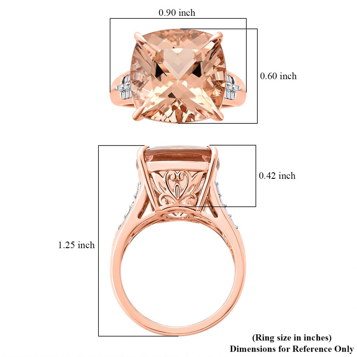 Iliana 18K Rose Gold AAA Marropino Morganite and G-H SI Diamond Ring (Size 7.0) 8.40 ctw image number 5