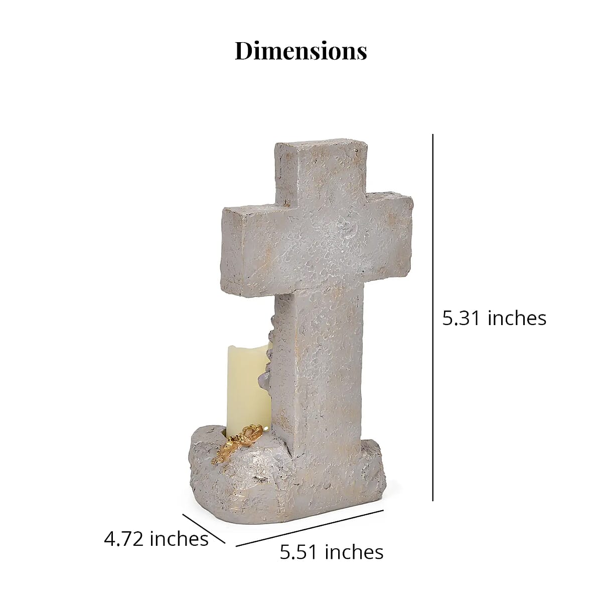 Resin Cross Figurine with Motivational Quotes Decor and Flameless LED Candle (Powered by CR2032 Lithium Cell Battery) image number 5