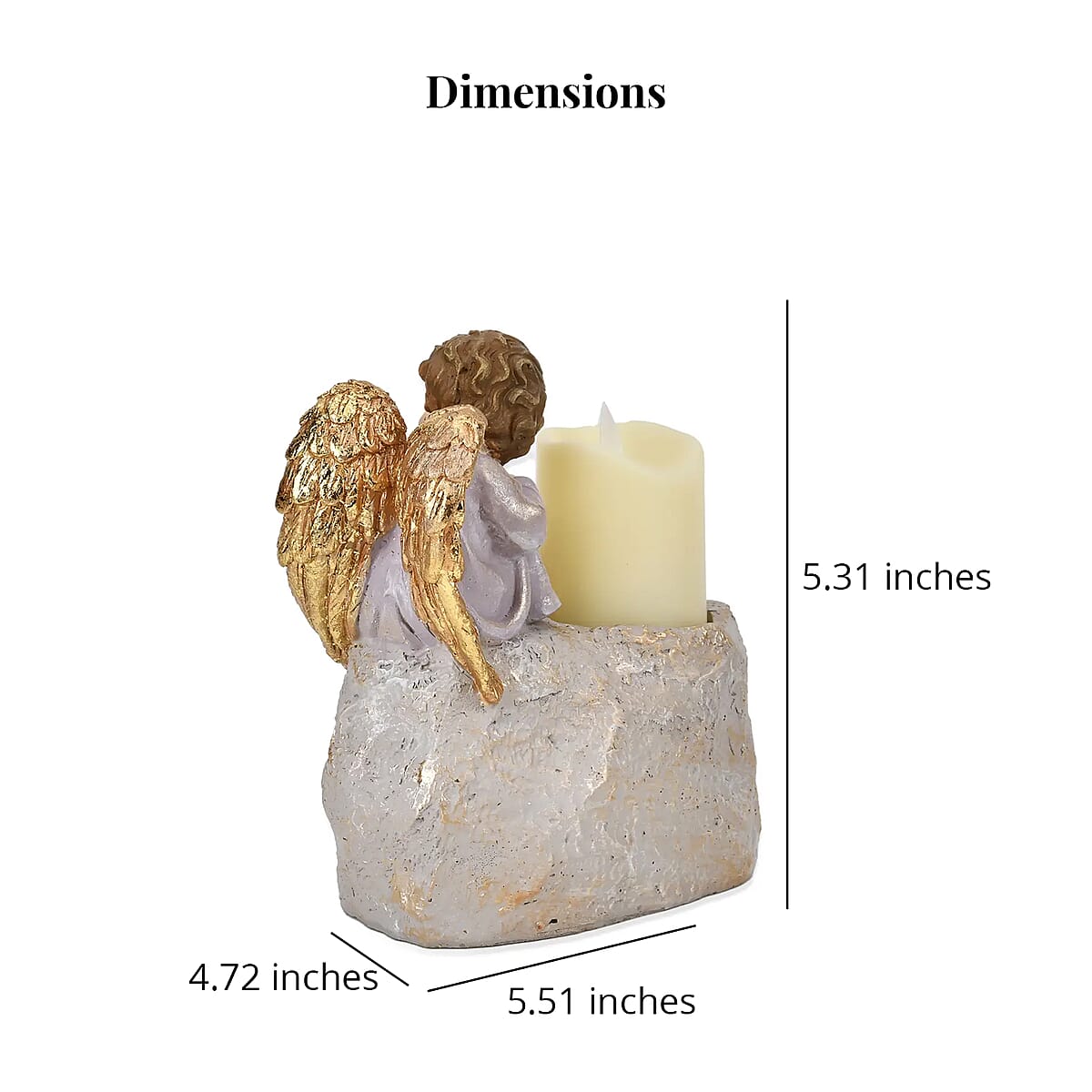 Resin Sitting Baby and Bird Figurine Decor and Flameless LED Candle (Powered by CR2032 Lithium Cell Battery) image number 5