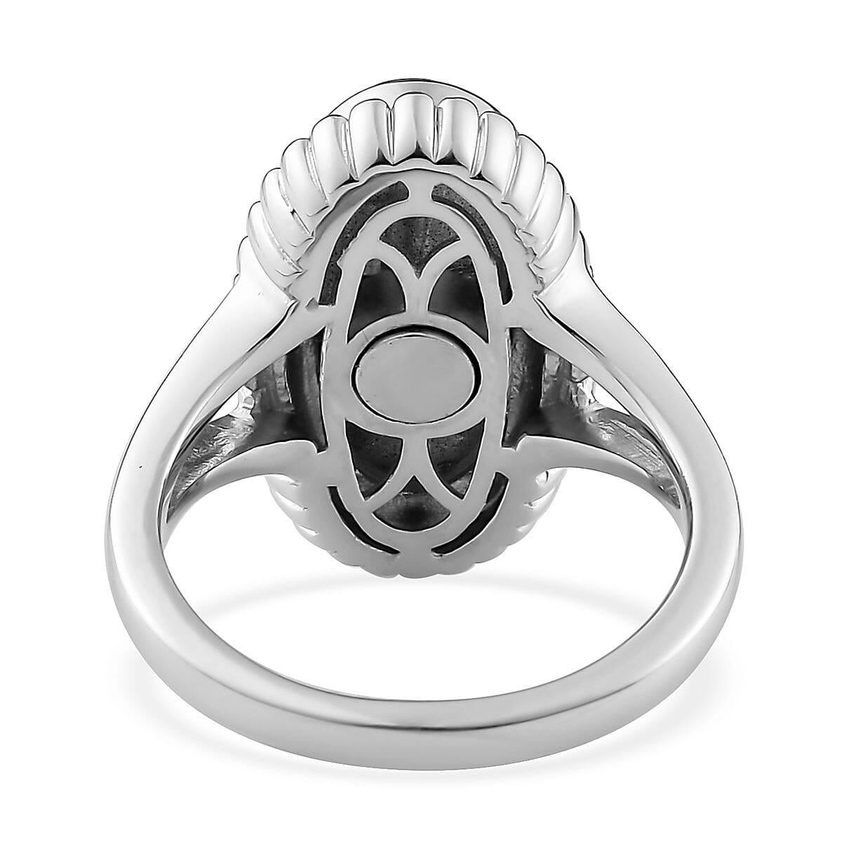 Matrix Silver Shungite Solitaire Ring in Platinum Over Copper with Magnet (Size 10.0) 4.25 ctw