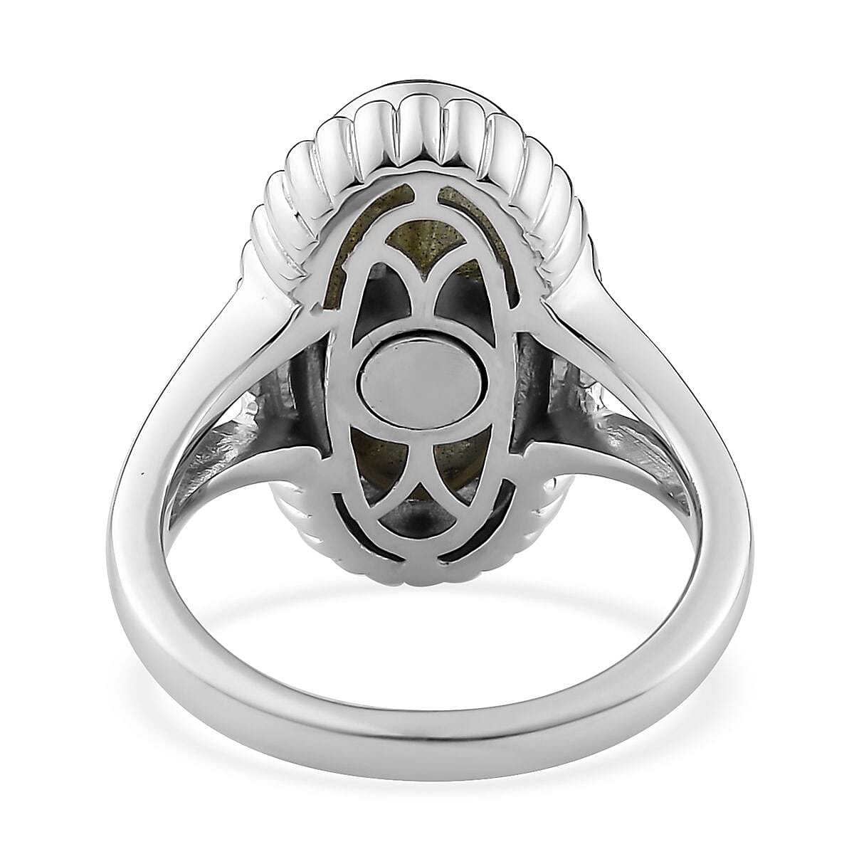 Malagasy Labradorite Solitaire Ring in Platinum Over Copper with Magnet (Size 5.0) 5.60 ctw