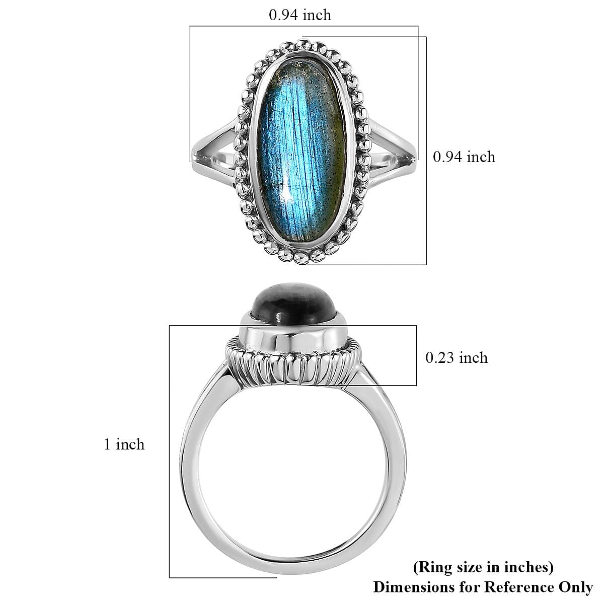 Malagasy Labradorite Solitaire Ring in Platinum Over Copper with Magnet (Size 5.0) 5.60 ctw