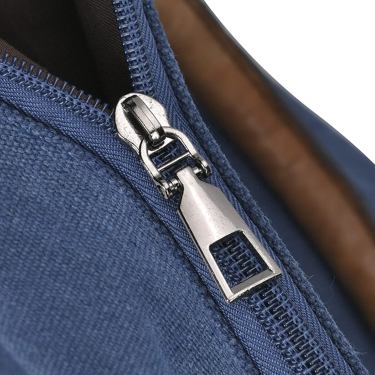 Navy Collection Blue Color Printed Tote Bag with Faux Leather Handle Drop image number 5