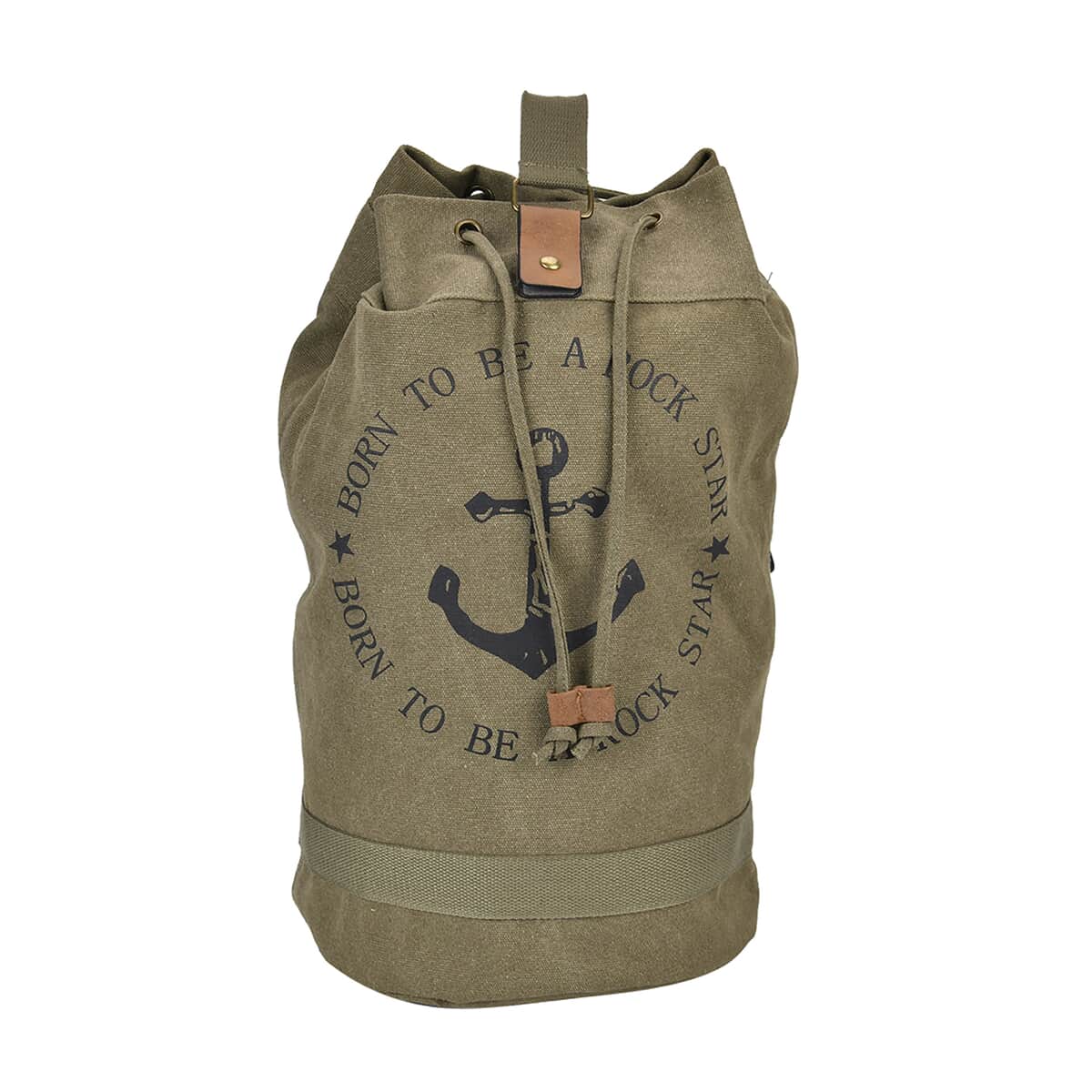 Navy Collection Army Green Color Anchor Pattern Backpack Bag (18.9"x10.6"x15.7") with Adjustable Double Shoulder Straps image number 0