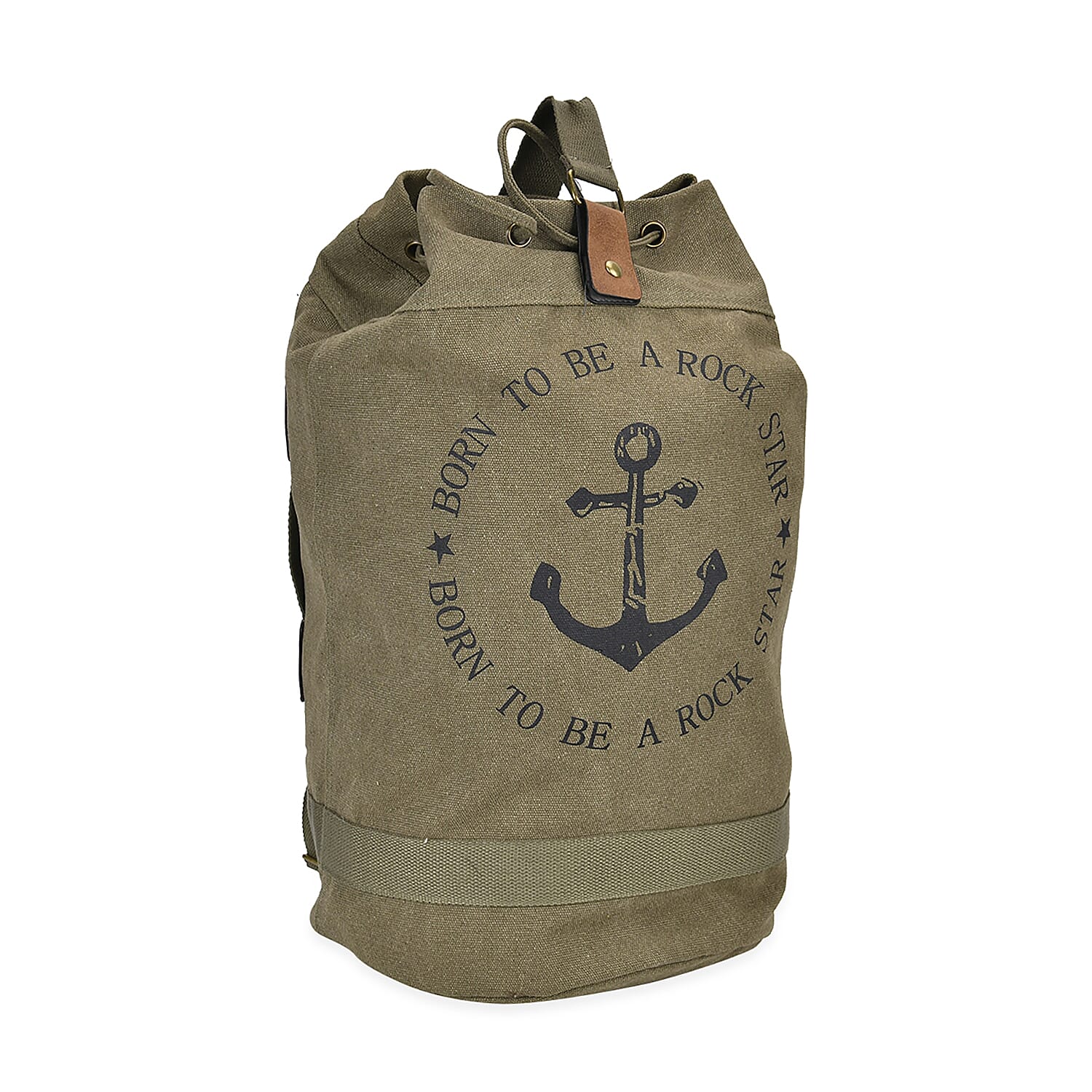 Navy Collection Army Green Color Anchor Pattern Backpack Bag with Adjustable Double Shoulder Straps