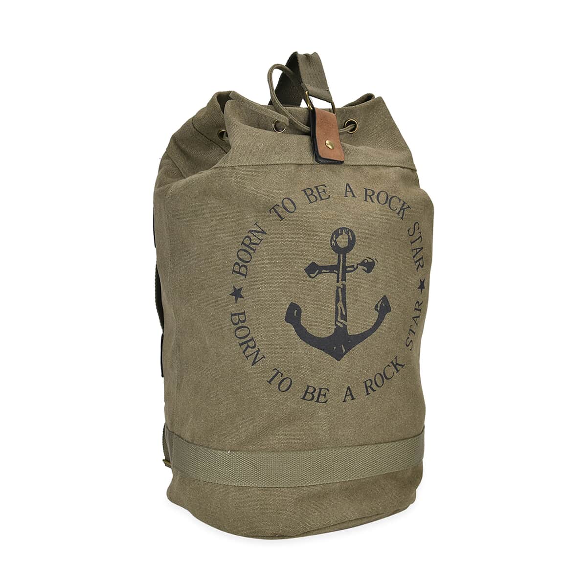 Navy Collection Army Green Color Anchor Pattern Backpack Bag (18.9"x10.6"x15.7") with Adjustable Double Shoulder Straps image number 4