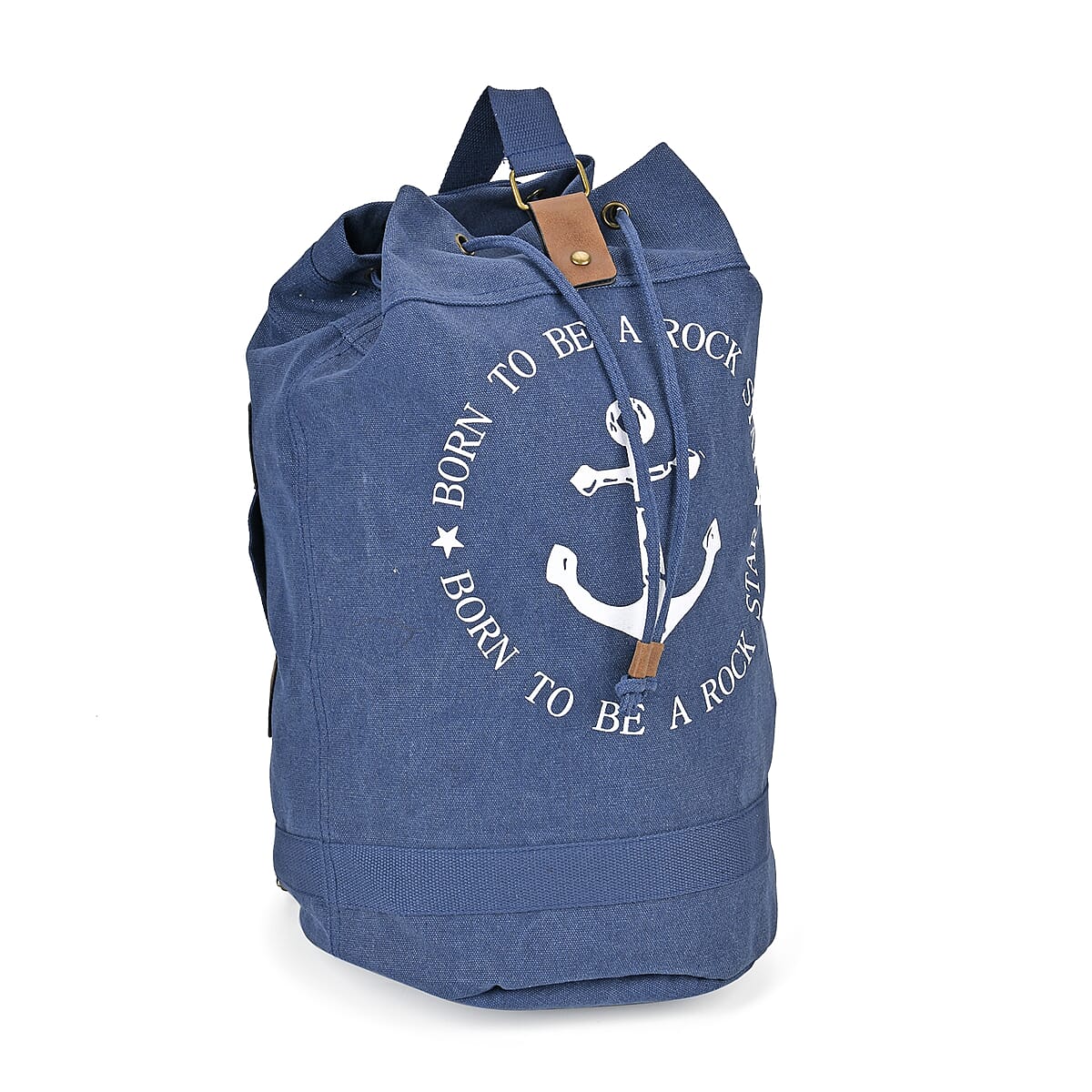 Navy Collection Blue Color Anchor Pattern Backpack Bag with Adjustable Double Shoulder Straps image number 4