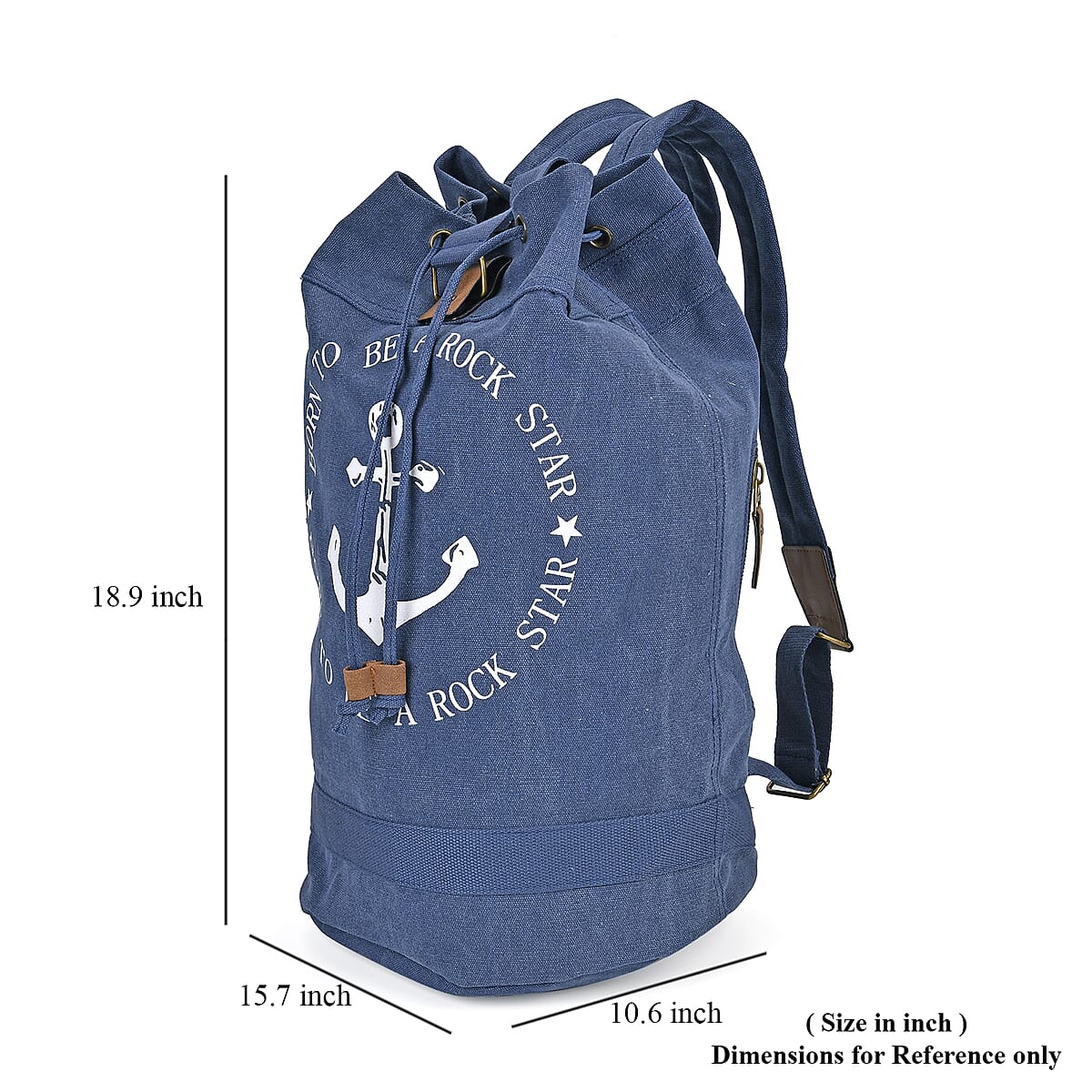 Navy Collection Blue Color Anchor Pattern Backpack Bag with Adjustable Double Shoulder Straps image number 6