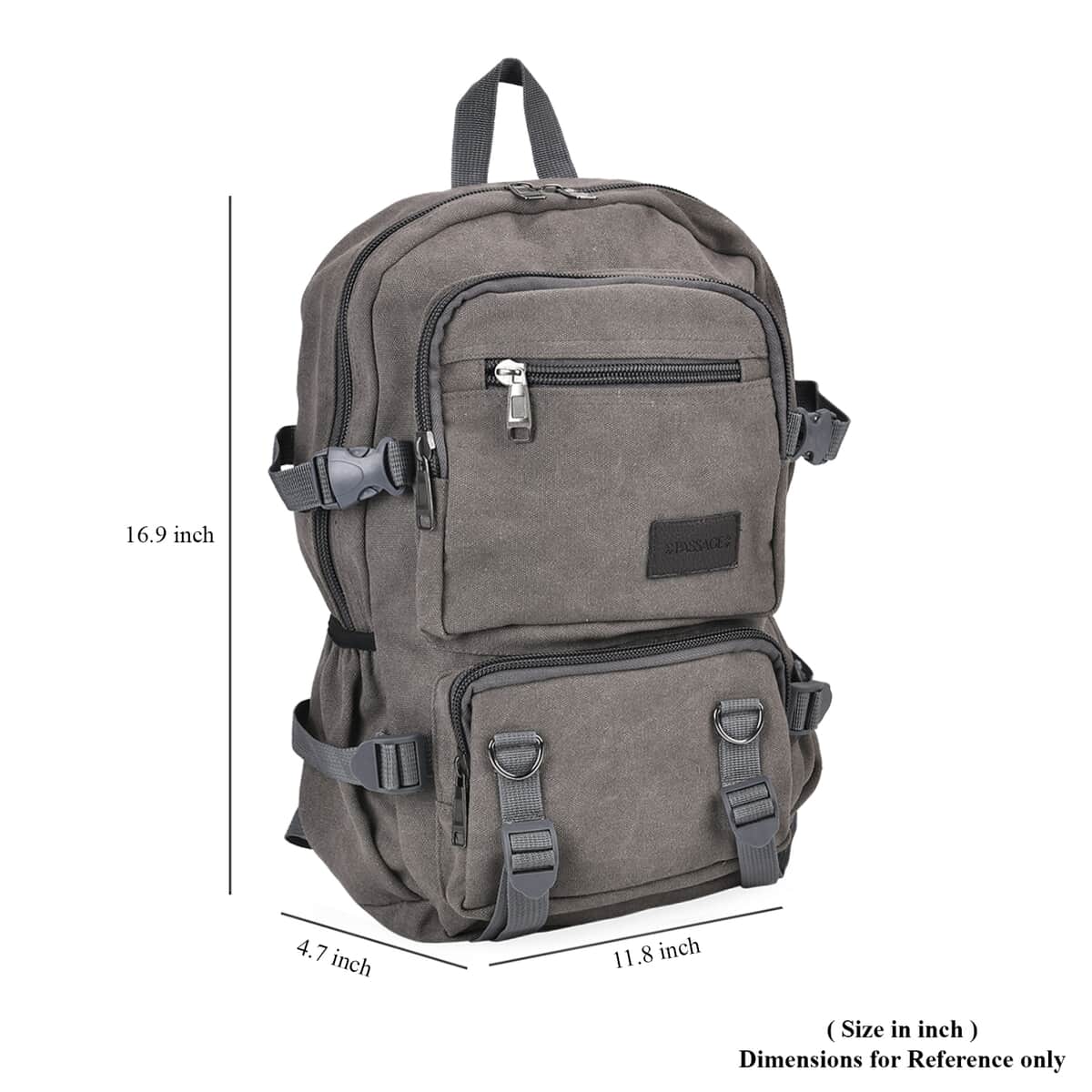 Navy Collection Gray Multiple Pockets Backpack Bag with Two Padded Shoulder Straps image number 6