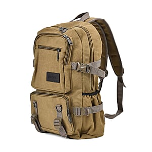 Navy Collection Light Brown Multiple Pockets Backpack Bag with Two Padded Shoulder Straps