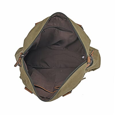 Navy Collection Army Green Color Multiple Pockets Tote Bag with Handle Drop and Detachable Shoulder Strap