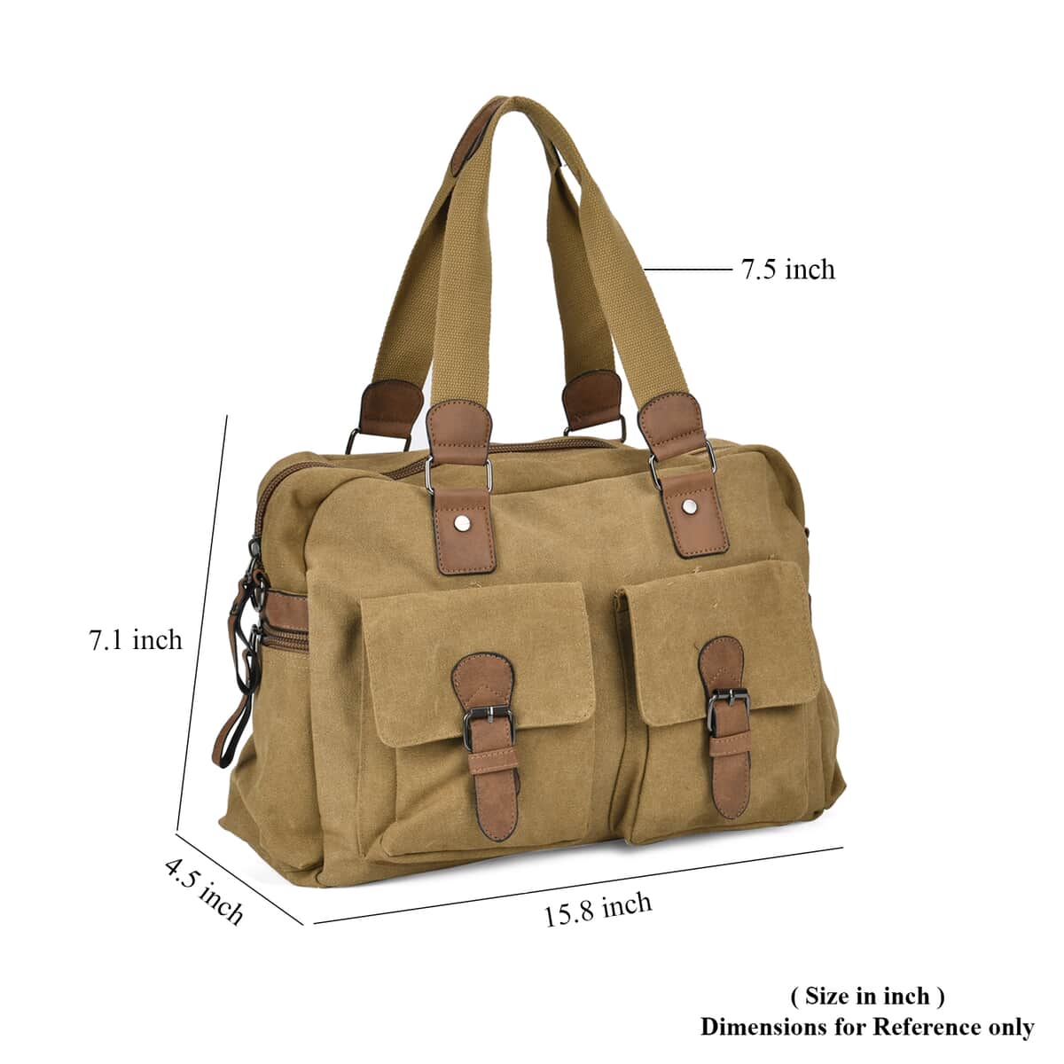 Navy Collection Khaki Color Multiple Pockets Tote Bag with Handle Drop and Detachable Shoulder Strap image number 6