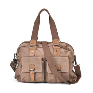 Navy Collection Brown Color Multiple Pockets Tote Bag with Handle Drop and Detachable Shoulder Strap