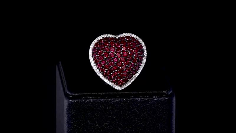 Premium Anthill Garnet, White Zircon Heart Ring in Vermeil RG Over Sterling Silver (Size 10.0) 3.60 ctw