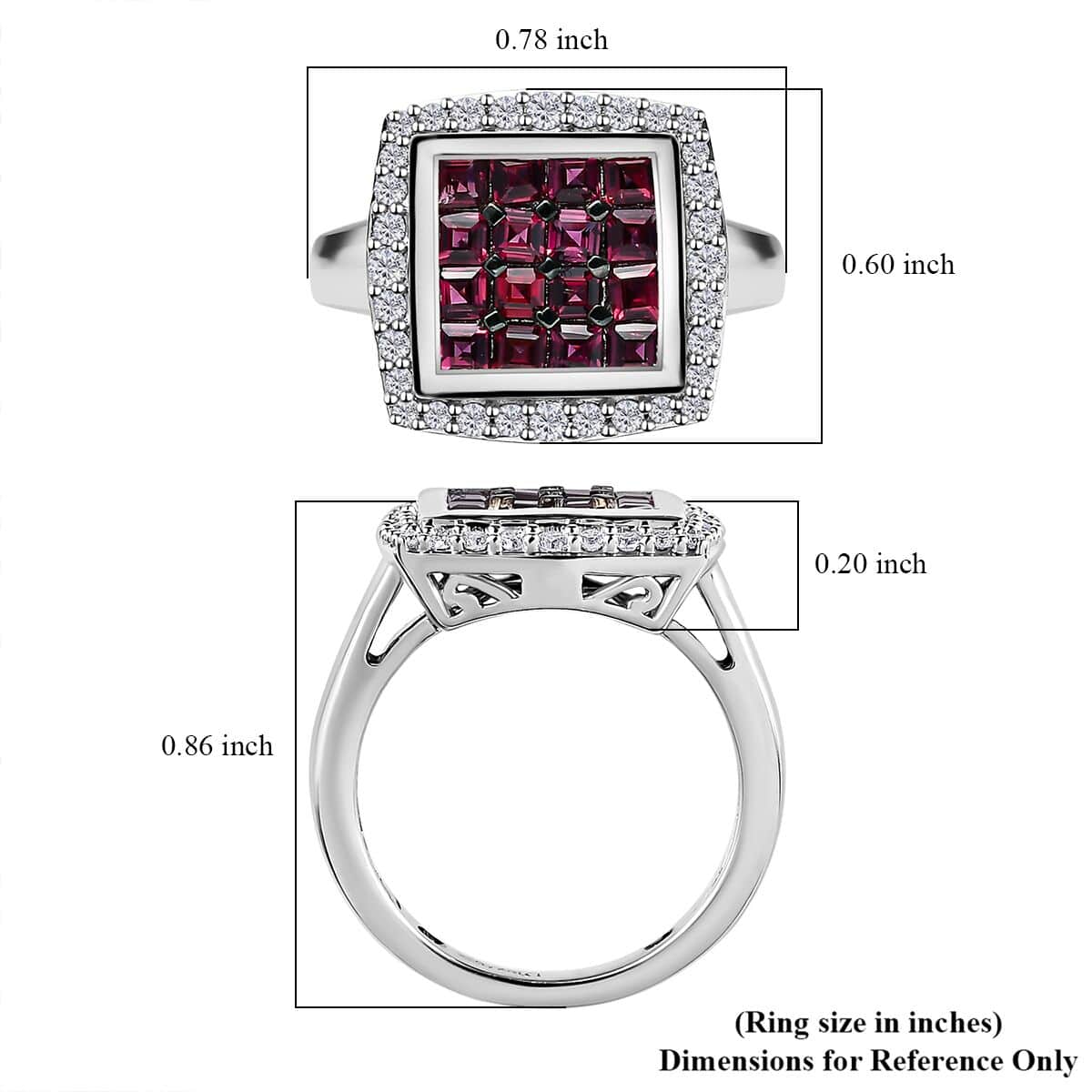 Anthill Garnet and Moissanite Ring in Rhodium and Platinum Over Sterling Silver (Size 10.0) 1.60 ctw image number 5