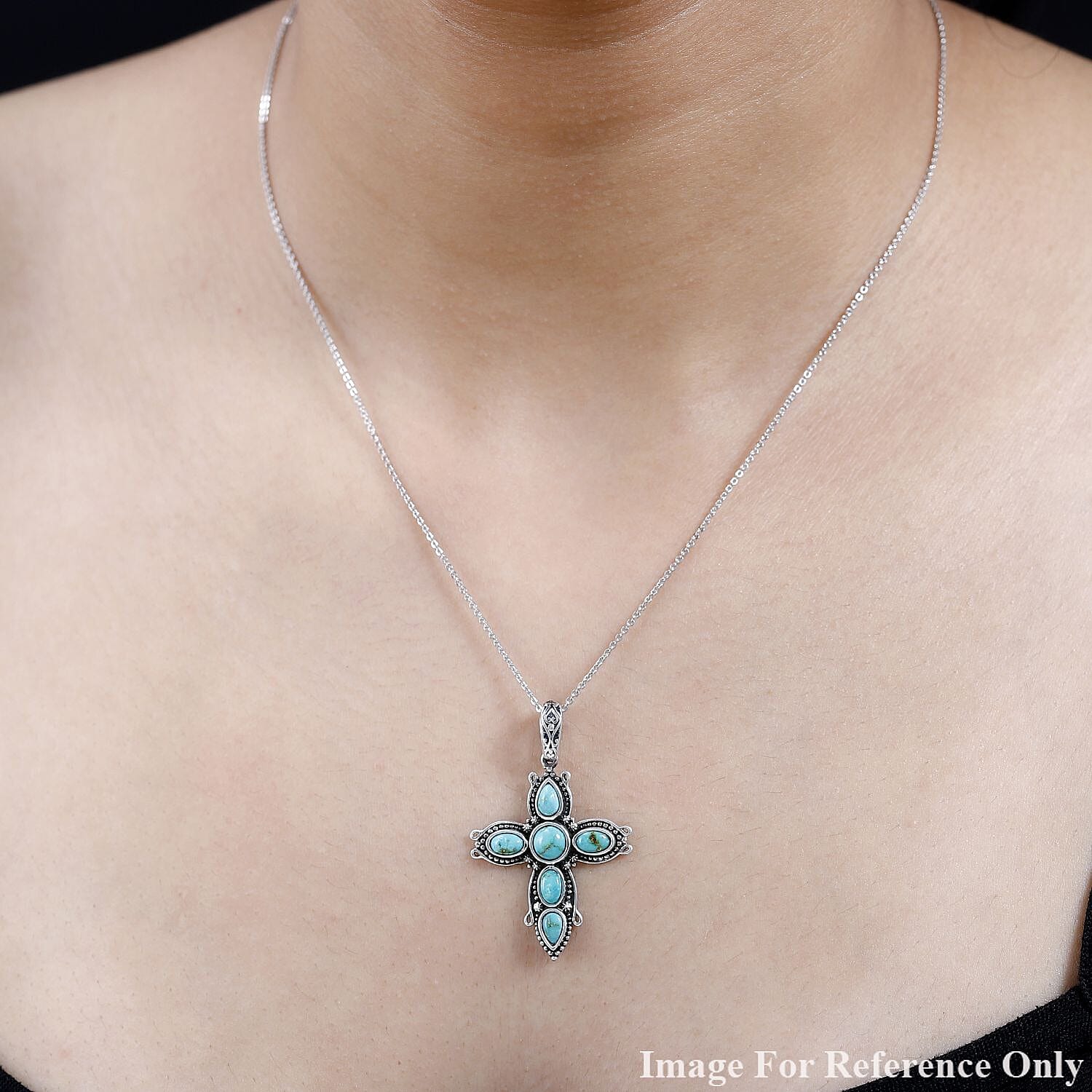 Artisan Crafted Sonoran Gold Turquoise Cross Pendant in Black Oxidized Sterling Silver 1.90 ctw