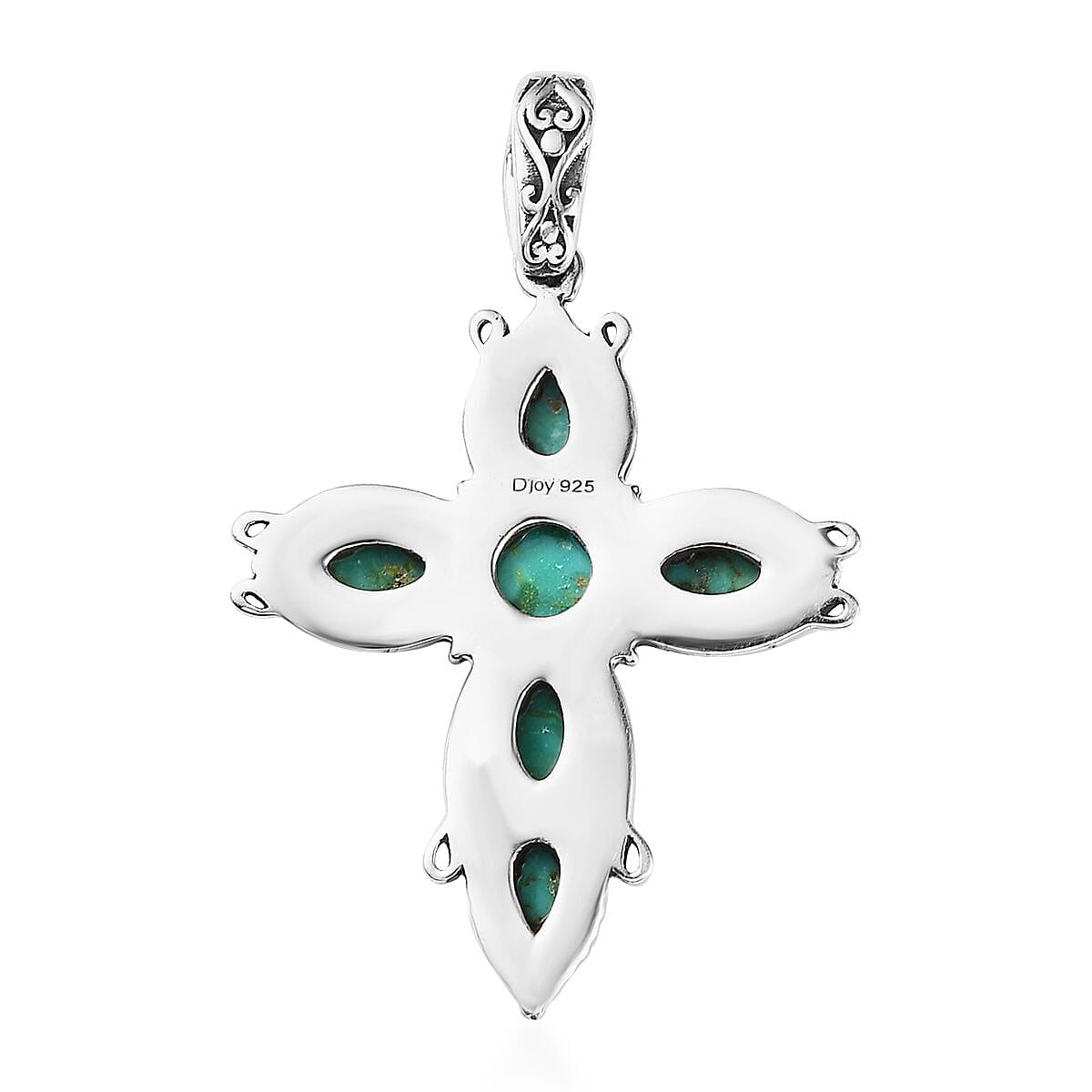 Artisan Crafted Sonoran Gold Turquoise Cross Pendant in Black Oxidized Sterling Silver 1.90 ctw