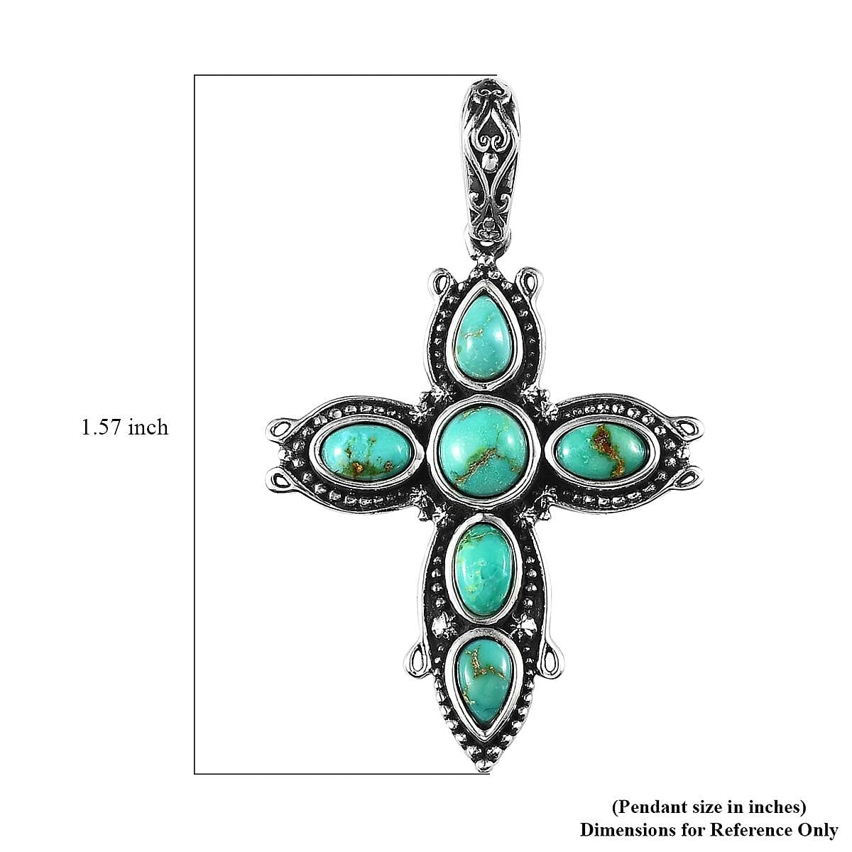 Artisan Crafted Sonoran Gold Turquoise Cross Pendant in Black Oxidized Sterling Silver 1.90 ctw