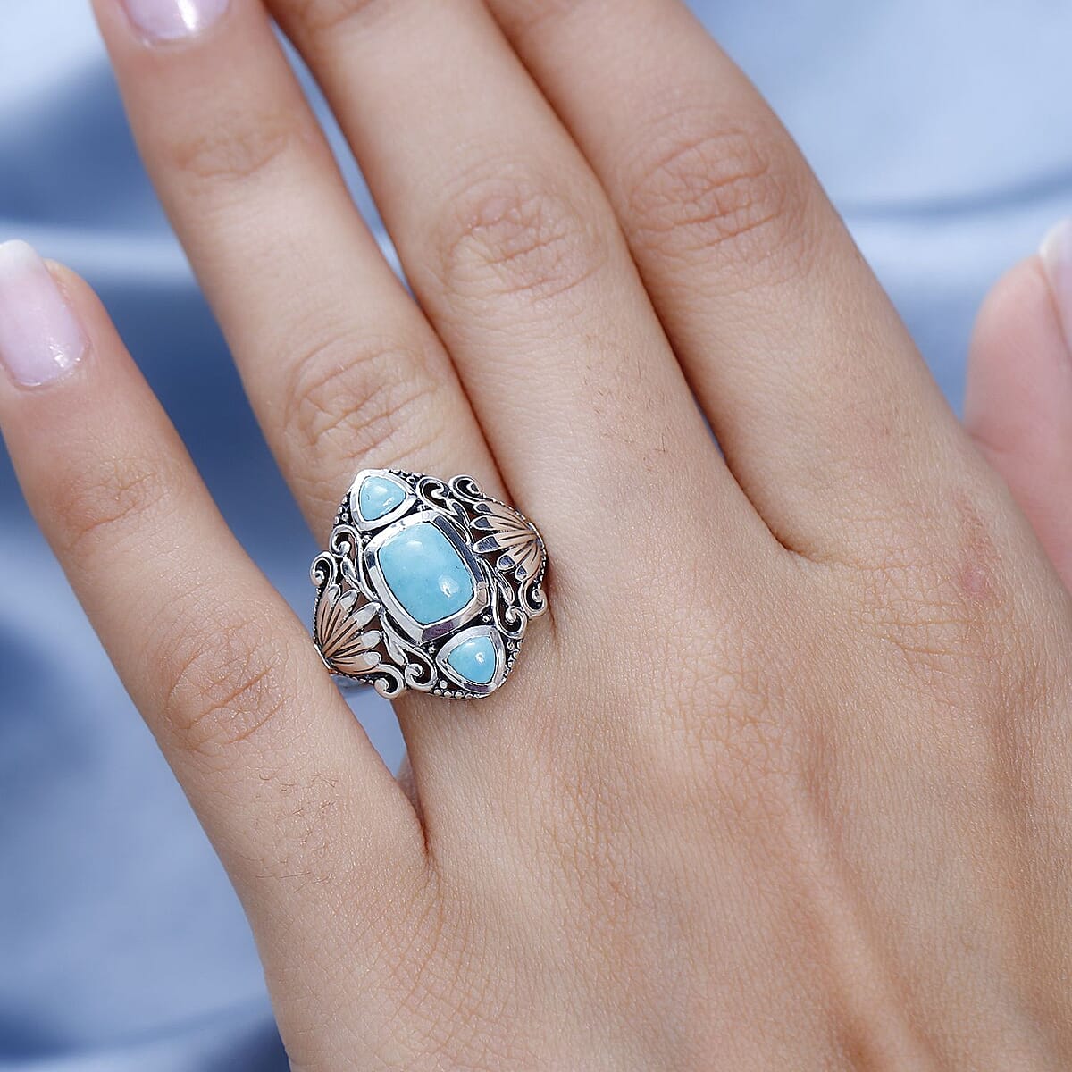 Artisan Crafted Sonoran Gold Turquoise Ring in Black Oxidied Sterling Silver 2.00 ctw image number 2