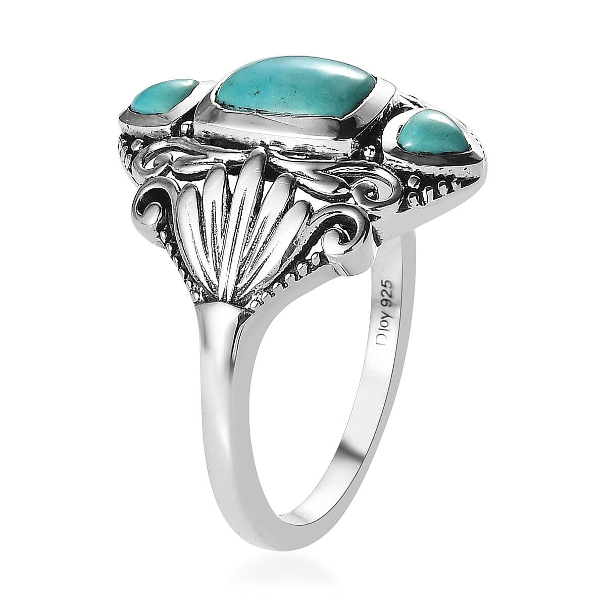 Artisan Crafted Sonoran Gold Turquoise Ring in Black Oxidied Sterling Silver 2.00 ctw image number 3