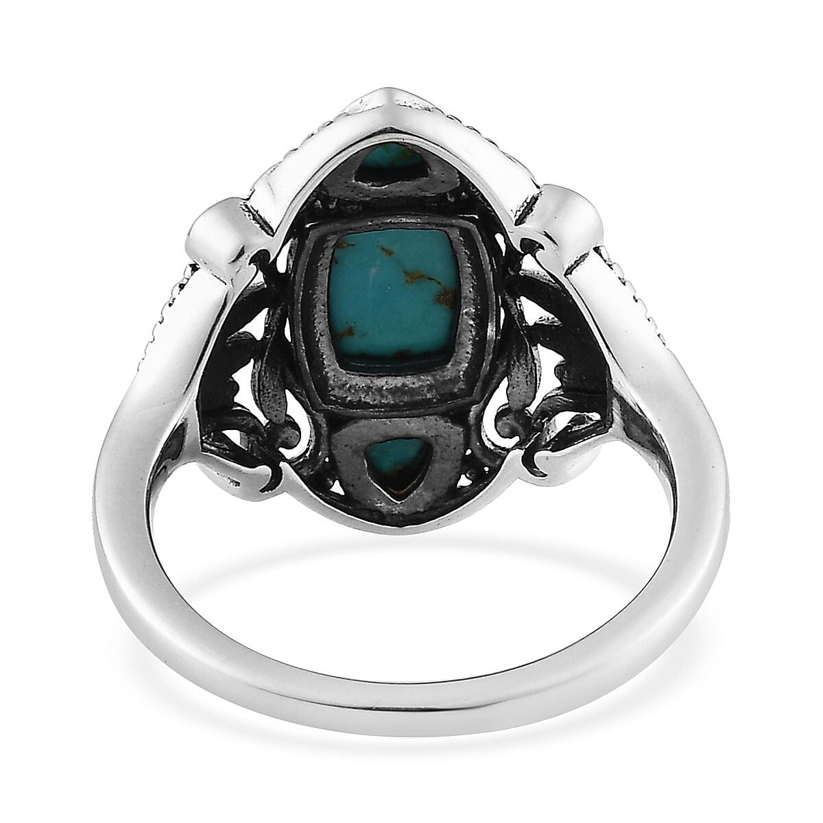 Artisan Crafted Sonoran Gold Turquoise Ring in Black Oxidized Sterling Silver (Size 8.0) 2.00 ctw image number 4