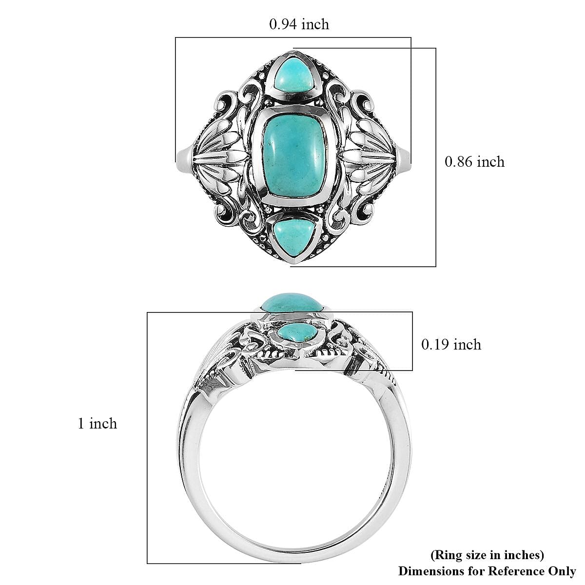 Artisan Crafted Sonoran Gold Turquoise Ring in Black Oxidized Sterling Silver (Size 8.0) 2.00 ctw image number 5