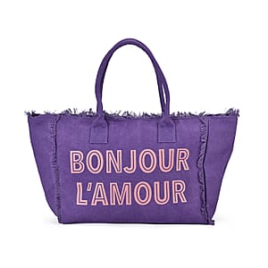 Navy Collection Purple Color Printed Tote Bag