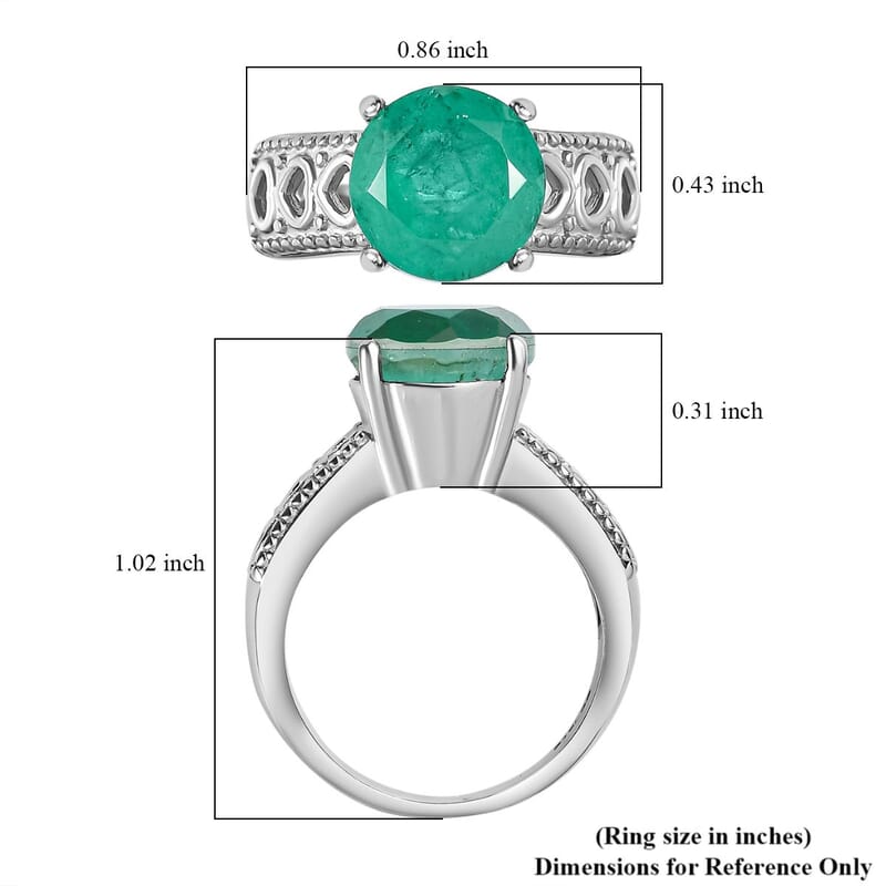 Emeraldine Quartz Solitaire Ring in Stainless Steel (Size 10.0) 3.65 ctw