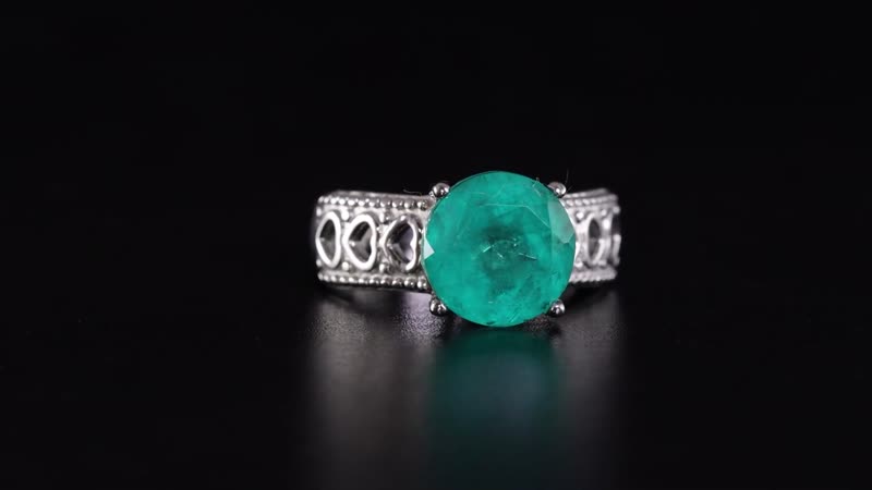 Emeraldine Quartz Solitaire Ring in Stainless Steel (Size 10.0) 3.65 ctw