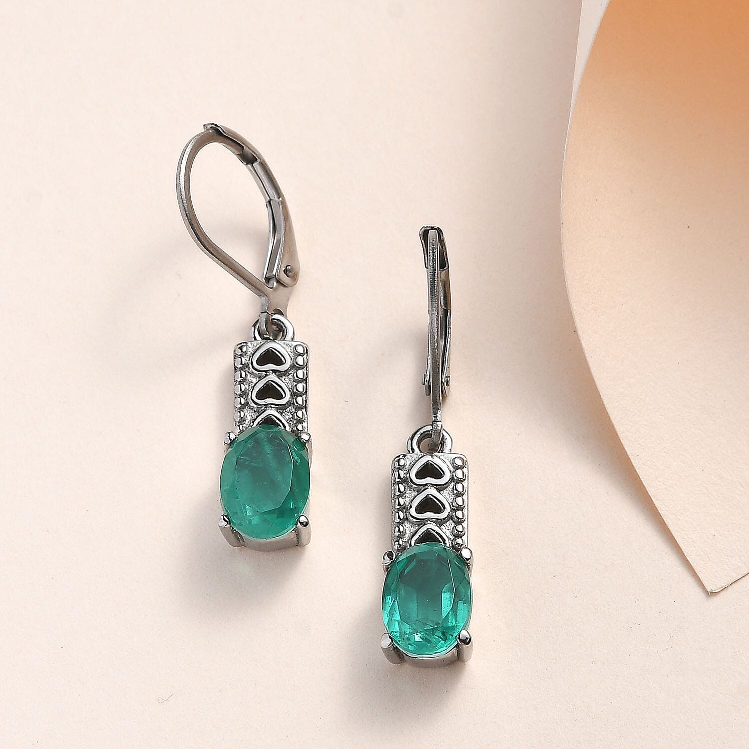 Emeraldine Quartz Lever Back Earrings in Stainless Steel 3.10 ctw