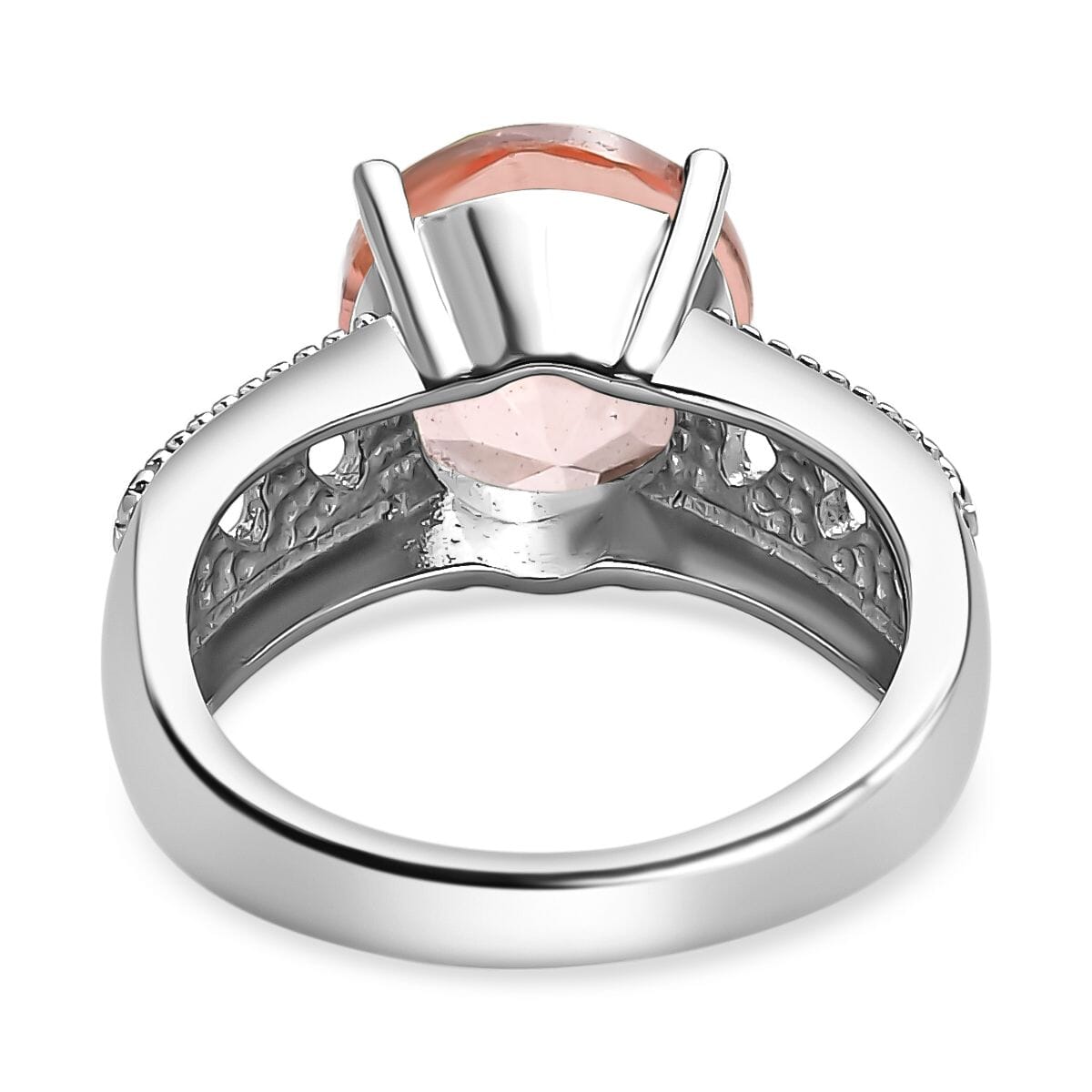 Morganique Quartz 3.90 ctw Solitaire Ring in Stainless Steel (Size 6.0) image number 4