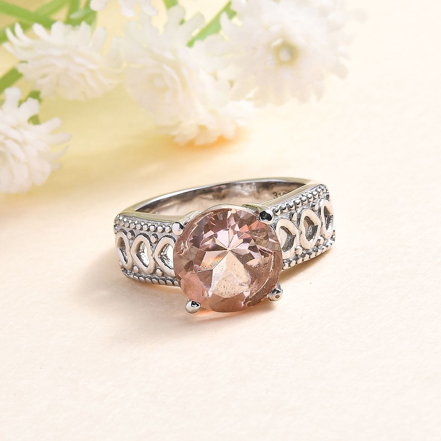 Buy Morganique Quartz Solitaire Ring in Stainless Steel Size 8.0 3.90 ctw at ShopLC