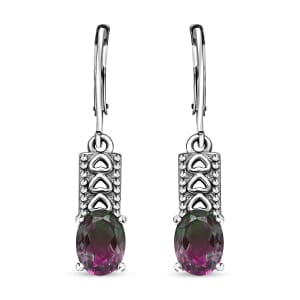Watermelon Quartz (Triplet) 3.00 ctw Lever Back Earrings in Stainless Steel
