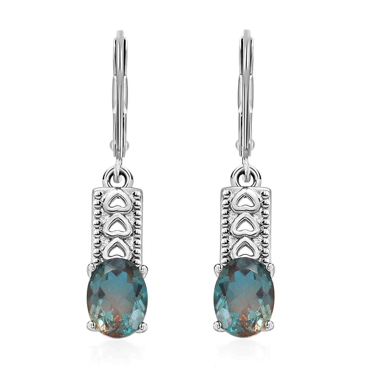 Aqua Terra Costa Quartz 3.10 ctw Lever Back Earrings in Stainless Steel image number 0