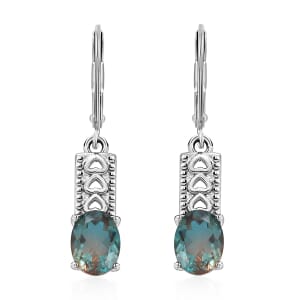 Aqua Terra Costa Quartz 3.10 ctw Lever Back Earrings in Stainless Steel