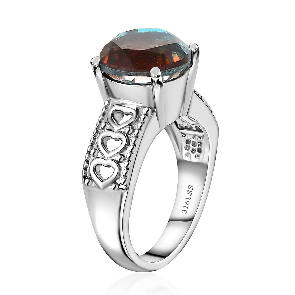 Aqua Terra Costa Quartz 3.90 ctw Solitaire Ring in Stainless Steel (Size 10.0) image number 3