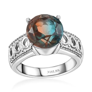Aqua Terra Costa Quartz 3.90 ctw Solitaire Ring in Stainless Steel (Size 7.0)