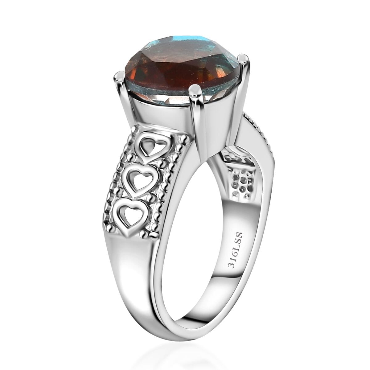 Aqua Terra Costa Quartz 3.90 ctw Solitaire Ring in Stainless Steel (Size 7.0) image number 3