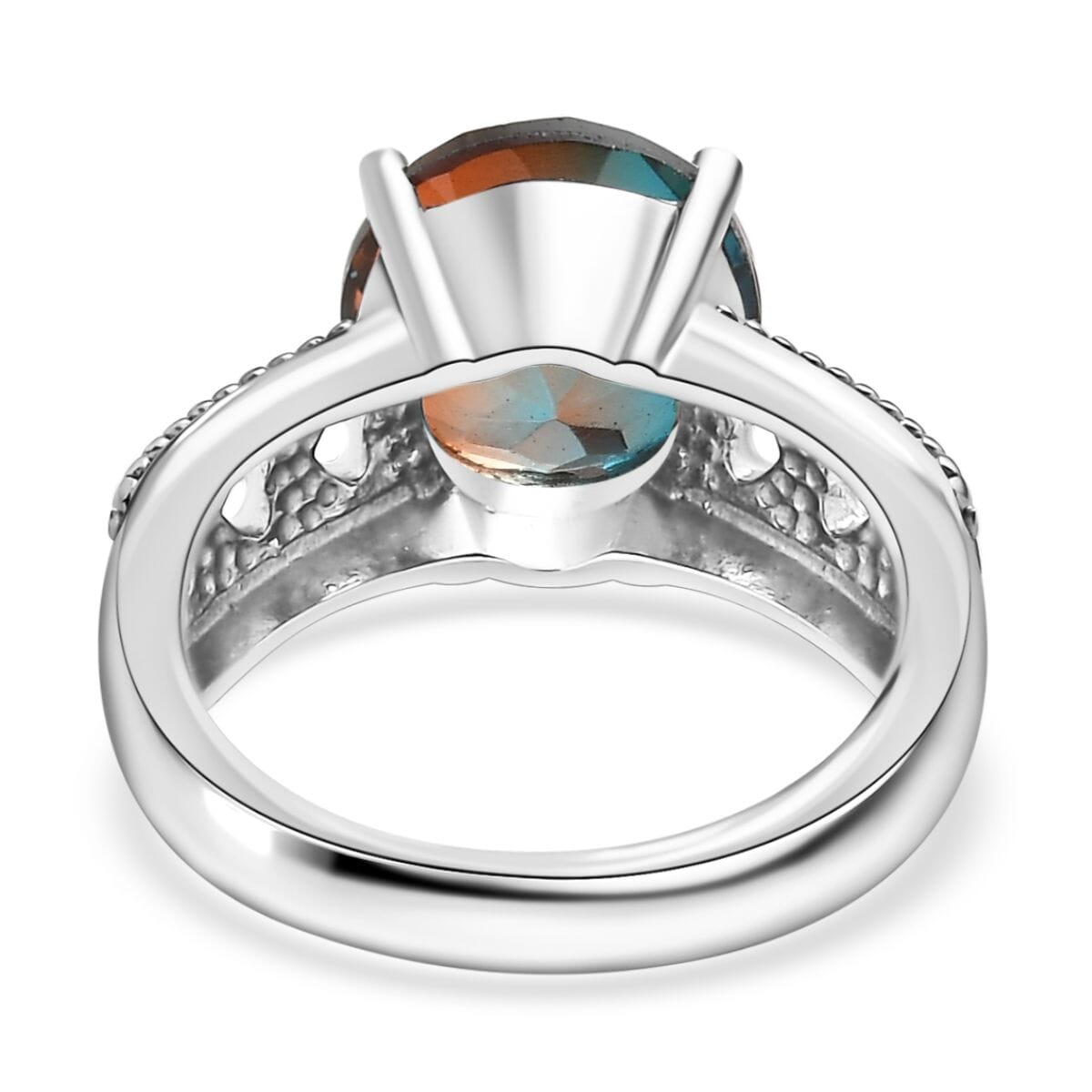 Aqua Terra Costa Quartz 3.90 ctw Solitaire Ring in Stainless Steel (Size 7.0) image number 4