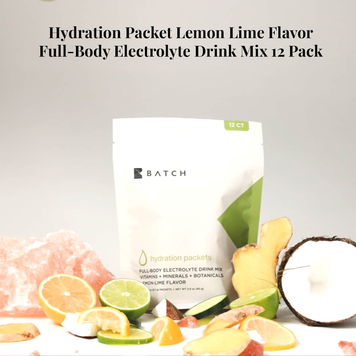 Batch Hydration Packet Lemon Lime Flavor Full-Body Electrolyte Drink Mix 12 Pack (Ships in 3-5 Days) image number 1