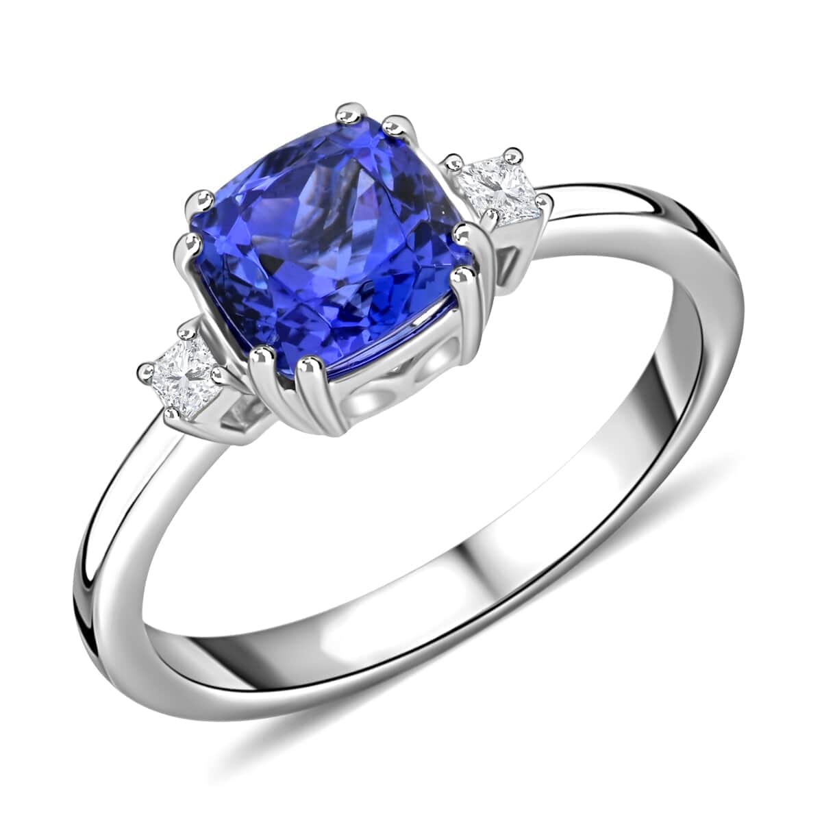 Certified & Appraised Rhapsody 950 Platinum AAAA Tanzanite and E-F VS Diamond Ring (Size 10.0) 5.15 Grams 1.85 ctw image number 0