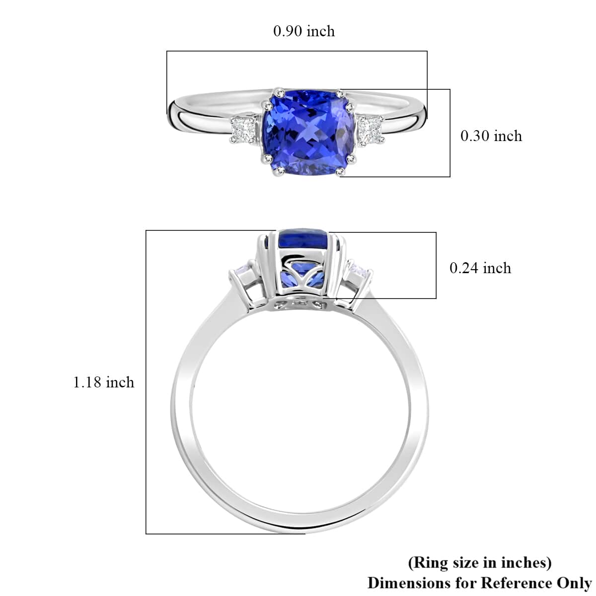 Certified & Appraised Rhapsody 950 Platinum AAAA Tanzanite and E-F VS Diamond Ring (Size 10.0) 5.15 Grams 1.85 ctw image number 5