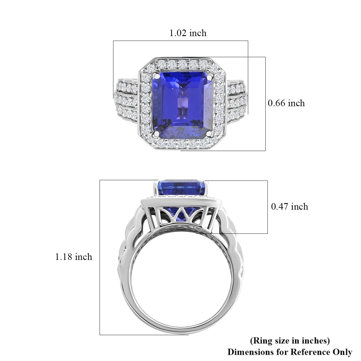 Certified & Appraised Rhapsody 950 Platinum AAAA Tanzanite and E-F VS Diamond Ring (Size 10.0) 13.50 Grams 8.75 ctw image number 5
