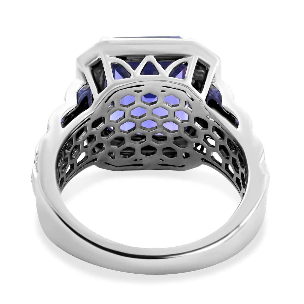 Certified & Appraised Rhapsody AAAA Tanzanite and E-F VS Diamond 8.75 ctw Ring in 950 Platinum (Size 6.0) 13.50 Grams image number 4