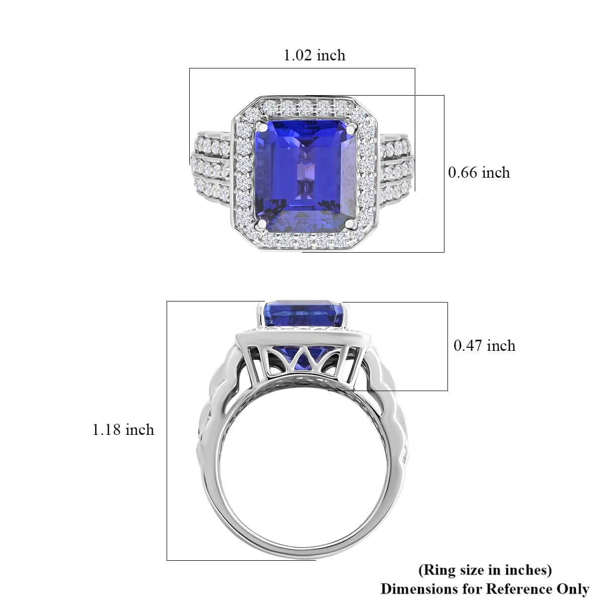 Certified & Appraised Rhapsody AAAA Tanzanite and E-F VS Diamond 8.75 ctw Ring in 950 Platinum (Size 6.0) 13.50 Grams image number 5