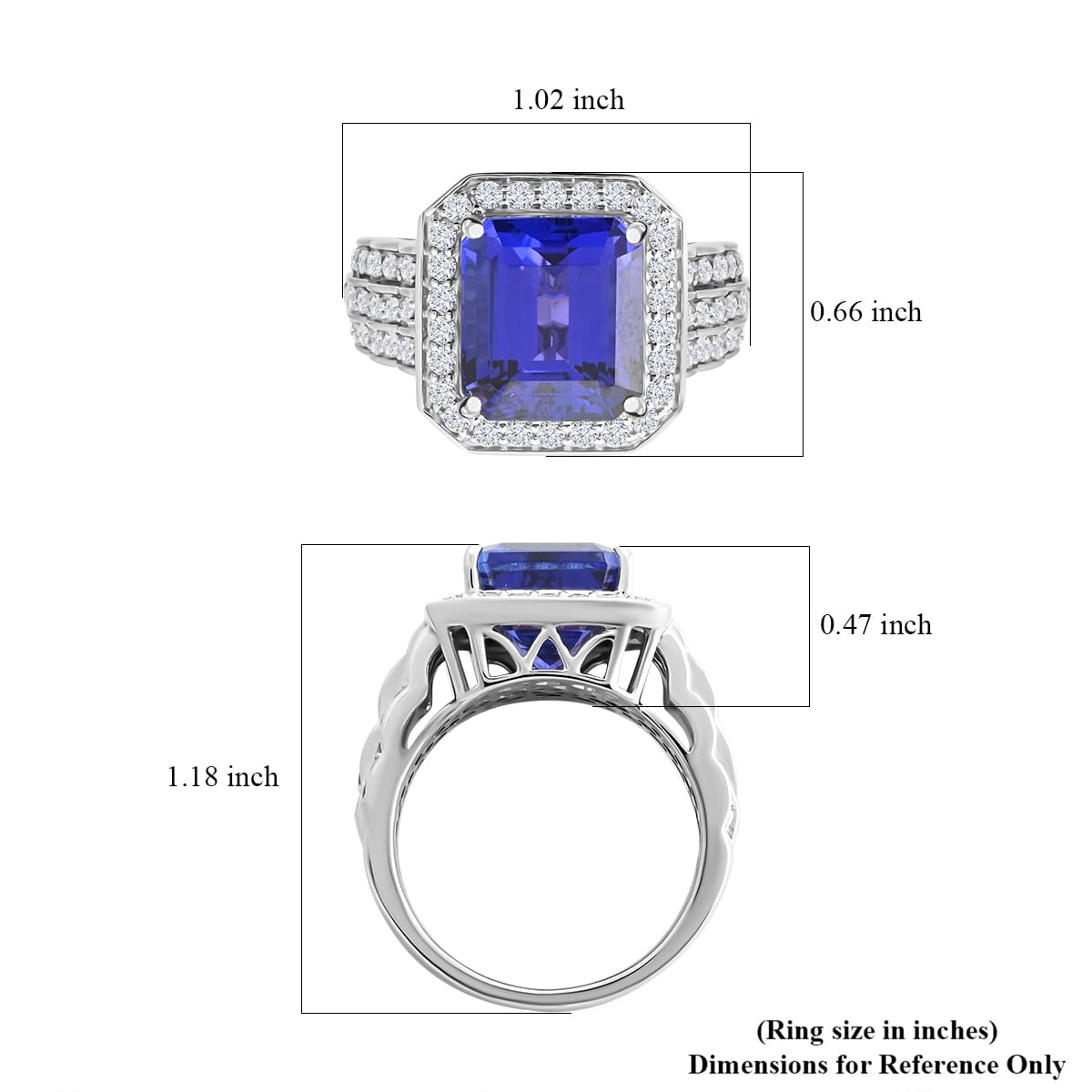 Certified & Appraised Rhapsody AAAA Tanzanite and E-F VS Diamond 8.75 ctw Ring in 950 Platinum (Size 7.0) 13.50 Grams image number 5