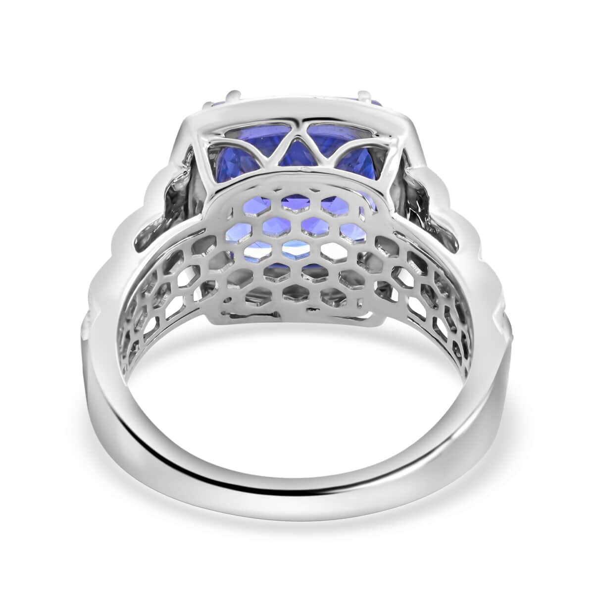 Certified & Appraised Rhapsody 950 Platinum AAAA Tanzanite and E-F VS Diamond Ring 13 Grams 8.40 ctw image number 4